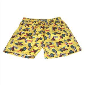 Boardies 80’s Retro Swim Trunks Yellow Multi Color Size XLarge